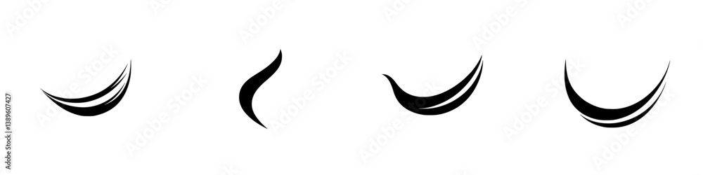 Poster set of vector minimalist line icons showcasing different curved shapes for design and artistic appli