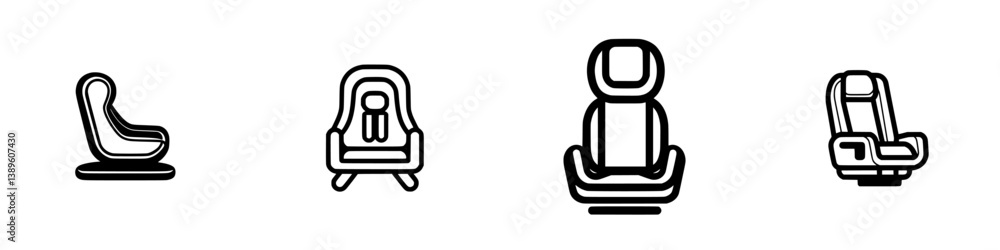 Aufkleber collection of minimalist line icons representing various types of seating in a modern design aesthet