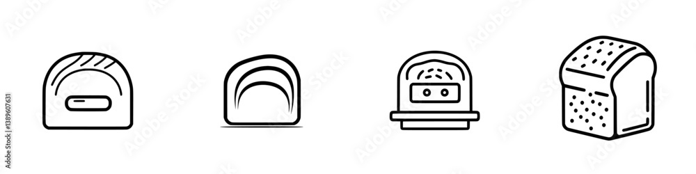 Poster minimalist line icons showcasing a variety of bread types in a clean and modern design suitable for 