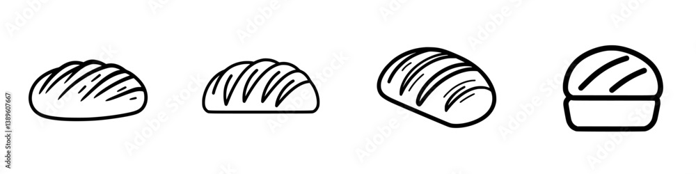 Aufkleber vector minimalist line icons of various types of bread designed for culinary graphics and food-relat