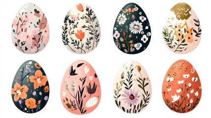 Fototapeta premium Floral Easter Eggs Decorated