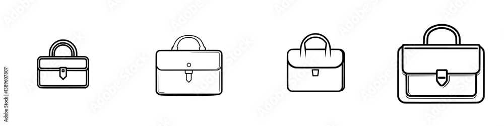 Poster minimalist line icons of various briefcases suitable for business and professional use in graphic de