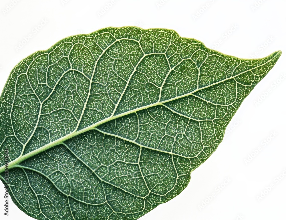 Aufkleber detailed macro view of a green leaf with intricate vein structure on white background nature's desig