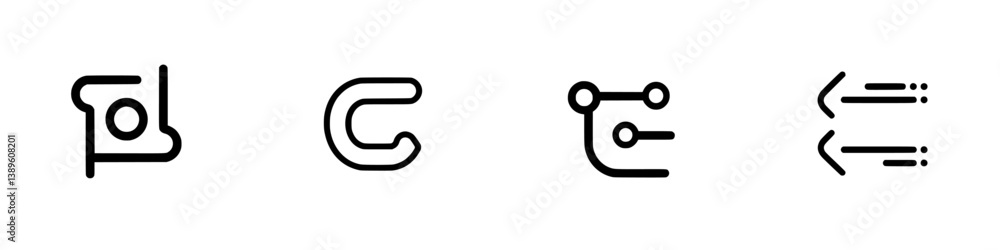 Poster minimalist line icons set featuring various simple designs for use in digital projects and graphic d