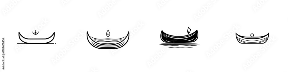 Poster vector minimalist line icons depicting various boat designs suitable for graphic design projects and