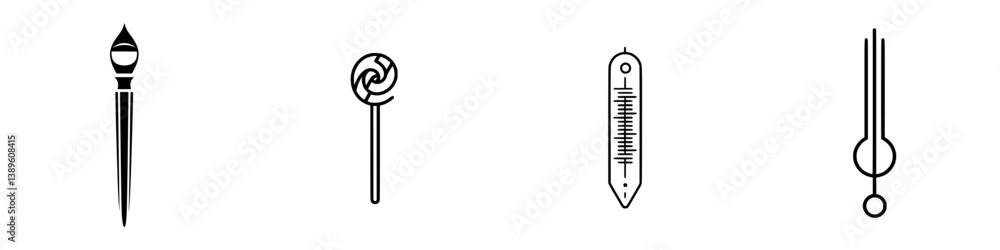 Poster unique vector minimalist line icons representing various tools and elements for creative and technic