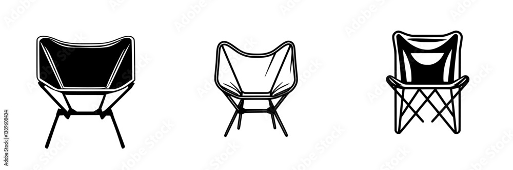 Poster minimalist line icons representing different styles of chairs in a simple design for graphic use