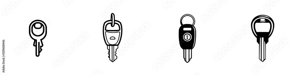 Aufkleber minimalist line icons showcasing a variety of keys and locks in a cohesive design
