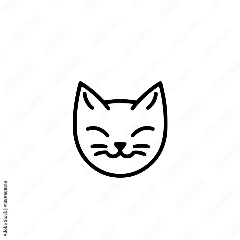Poster minimalist vector line icons featuring a cute cat face design suitable for various digital and print