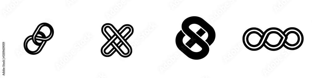 Poster minimalist vector line icons representing various interconnected shapes and patterns designed for mo