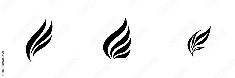 Poster minimalist line icons representing stylized leaf designs for various uses in graphic projects or bra