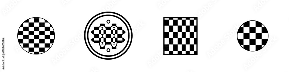 Poster Collection of minimalist line icons representing different patterns and shapes for design use