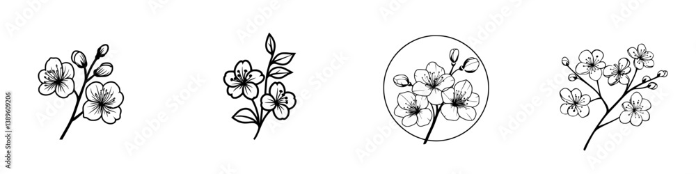 Poster elegant collection of minimalist line icons depicting various floral designs emphasizing simplicity 
