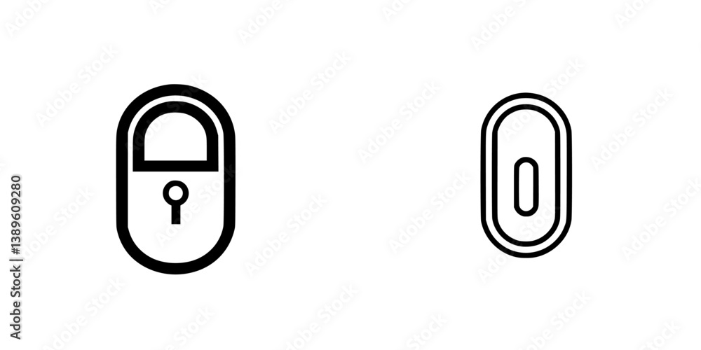 Poster minimalist line icons featuring a padlock and an unlock symbol commonly used for security and access