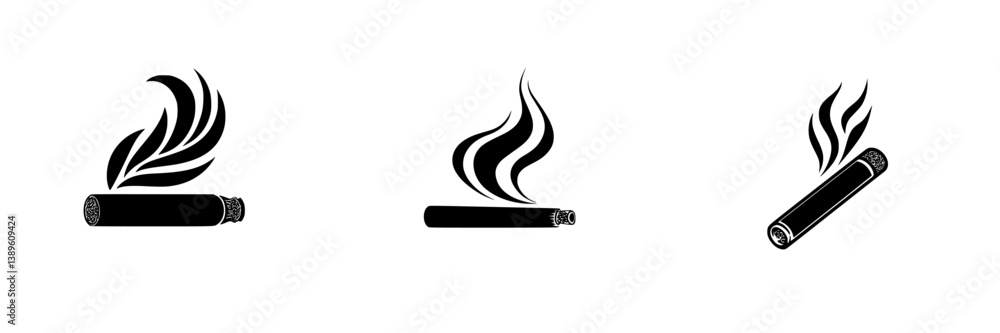 Poster minimalist vector line icons depicting smoke and incense with elegant design elements for artistic p