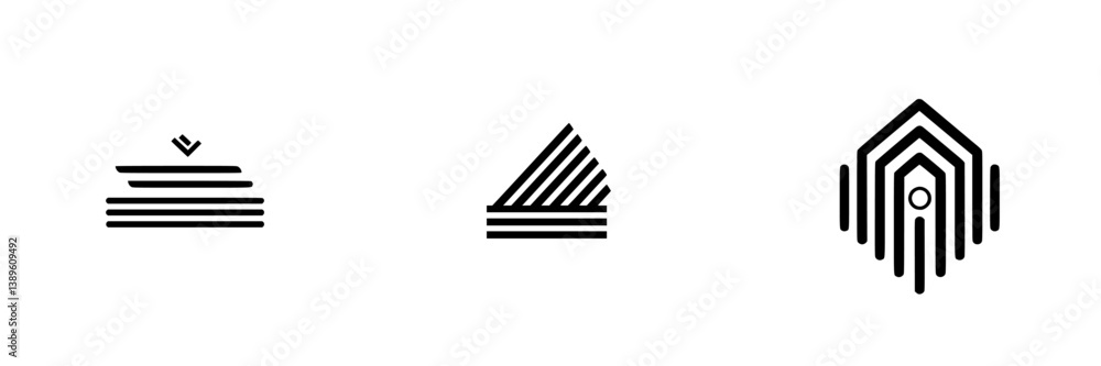 Poster vector minimalist line icons representing abstract shapes with geometric patterns and clean design e
