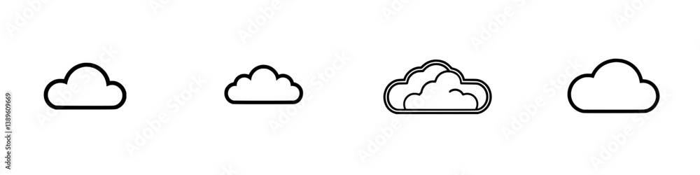 Poster elegant vector minimalist line icons depicting various cloud shapes for design projects and digital 
