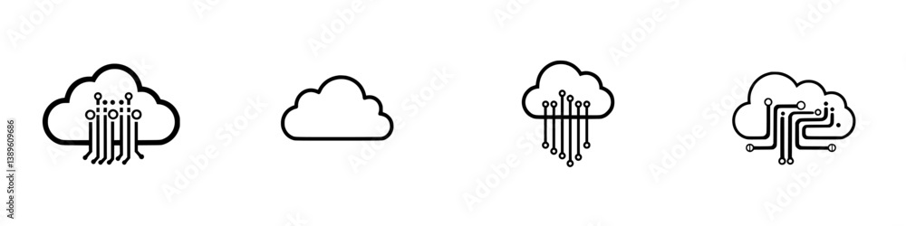 Poster explore a collection of minimalist line icons representing cloud computing concepts and technology i