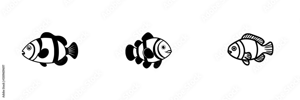 Aufkleber minimalist vector line icons of different fish designs for creative projects and digital application