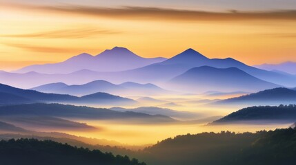 Obraz premium Misty Mountain Sunrise Panorama
