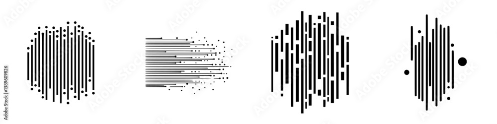 Poster collection of minimalist vector line icons showcasing diverse patterns and designs in simplistic for