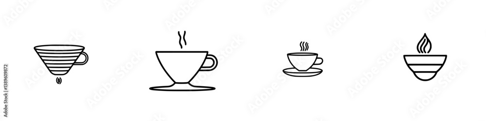 Poster unique collection of minimalist line icons showcasing various coffee brewing methods and styles