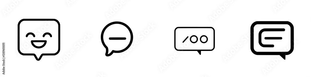 Aufkleber set of minimalist line icons depicting various types of speech bubbles representing communication, e