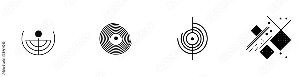 Aufkleber set of vector minimalist line icons featuring geometric shapes suitable for modern design projects