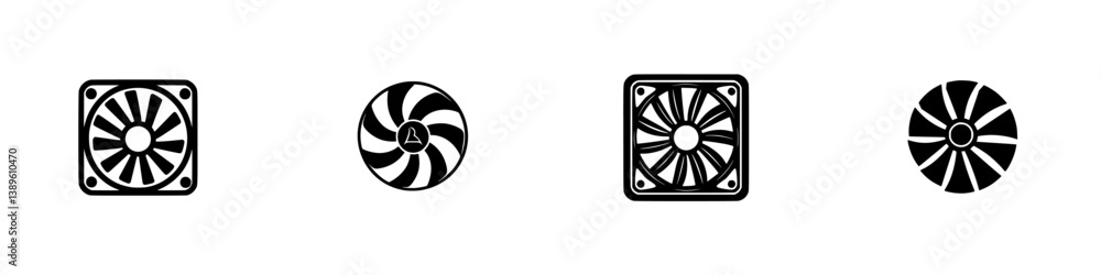 Aufkleber vector minimalist line icons featuring various fan designs suitable for web and graphic design proje