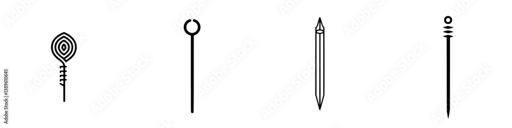 Poster minimalist set of vector line icons depicting various tools for crafting and diy projects in a simpl