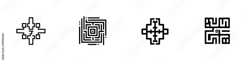 Aufkleber vector minimalist line icons collection featuring abstract geometric designs for various application