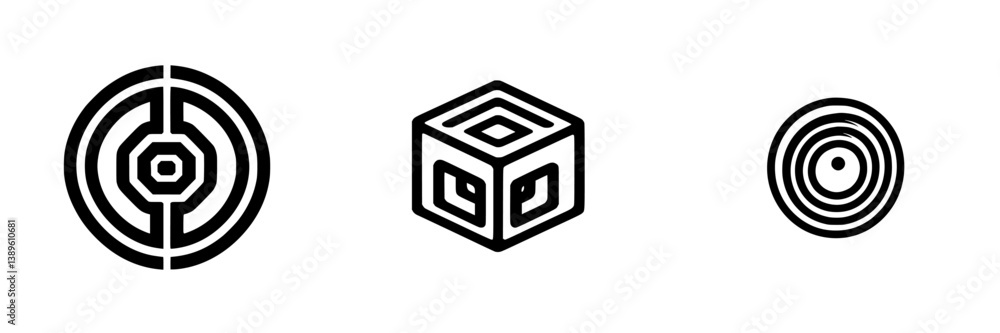 Poster minimalist line icons featuring geometric shapes and patterns for creative design projects and digit
