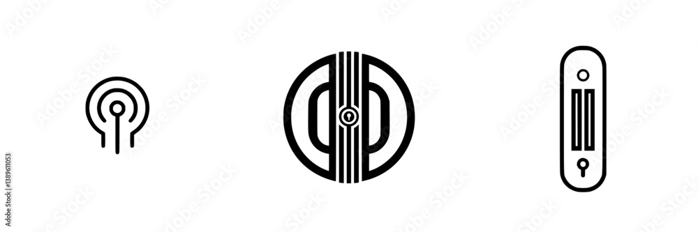 Poster set of minimalist line icons depicting various symbols and designs suitable for modern graphic desig