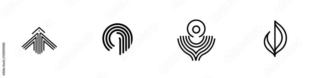 Poster creative minimalist line icons showcasing nature and modern design in a unique vector style