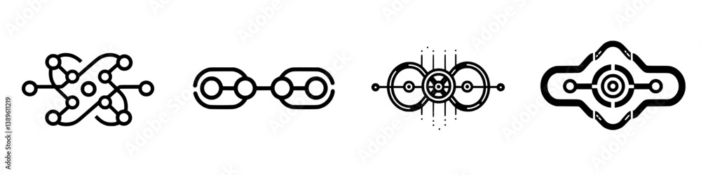 Poster collection of vector minimalist line icons featuring abstract designs and geometric shapes for moder