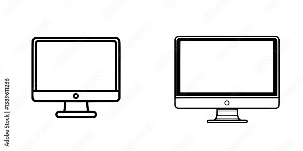 Poster vector minimalist line icons representing computer monitors in a simple design suitable for digital 