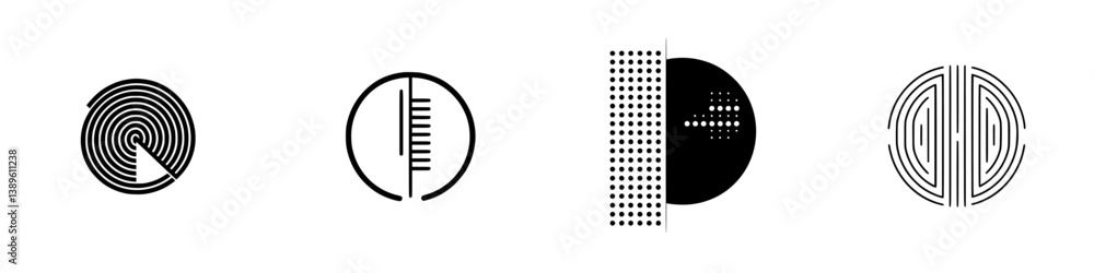 Poster creative collection of minimalist vector line icons featuring geometric patterns and designs for mod