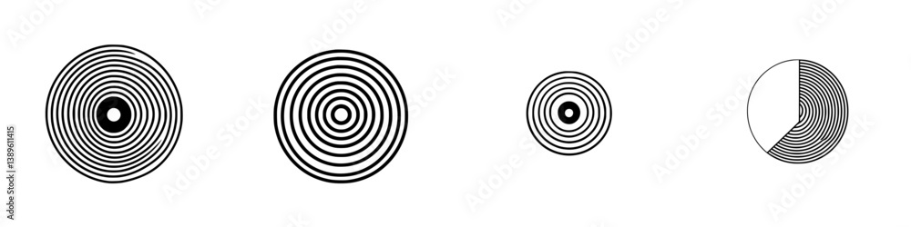 Poster minimalist vector line icons showcasing a series of concentric circles in a clean and simple design 