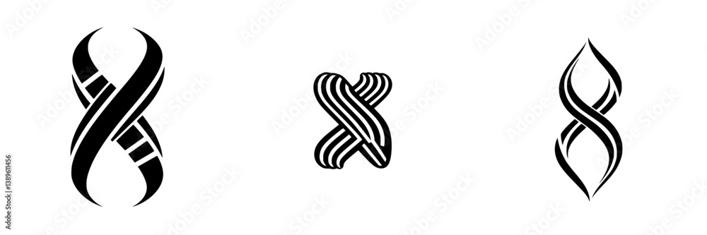 Poster vector minimalist line icons featuring abstract ribbon designs in a modern style suitable for variou