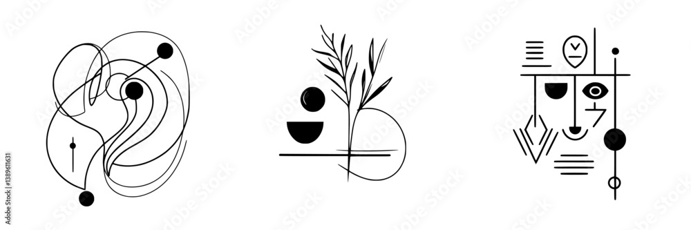 Poster collection of minimalist line icons showcases unique designs suitable for various applications and c