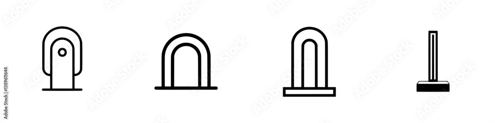 Poster minimalist vector line icons showcasing different styles of door arches and columns for architectura