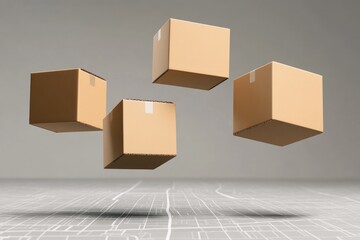 Floating boxes create sense of motion and mystery in minimalisti