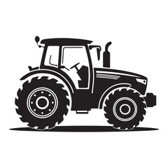 Silhouette of a powerful farm tractor.