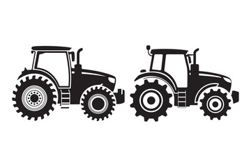Obraz premium Two Farm Tractor Silhouettes for Design or Branding