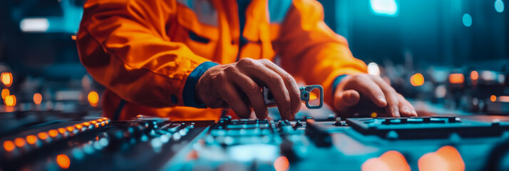 Precision instrument Calibration: Engineer checks device