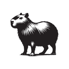 Capybara Silhouette - Illustration of Capybara - Capybara Vector - Minimalist Capybara  Animal Design.