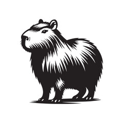 Capybara Silhouette - Illustration of Capybara - Capybara Vector - Minimalist Capybara  Animal Design.