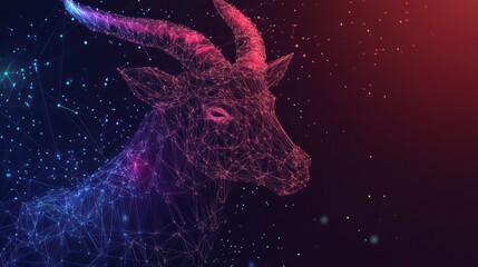Polygonal Goat, cosmic background, digital art, website banner