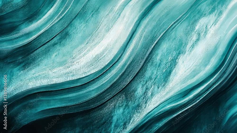 Poster abstract swirling patterns of blue and green watercolor, creating a tranquil and calming atmosphere 