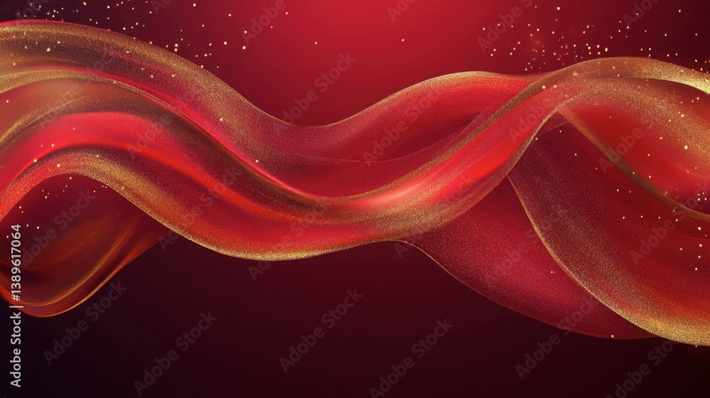 Poster elegant red and gold wave abstract background with sparkles
